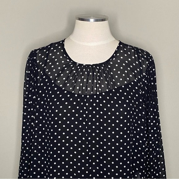 J.Crew Puff Sleeve Polka Dot Top in Lightweight Chiffon, Size Large - Picture 2 of 16